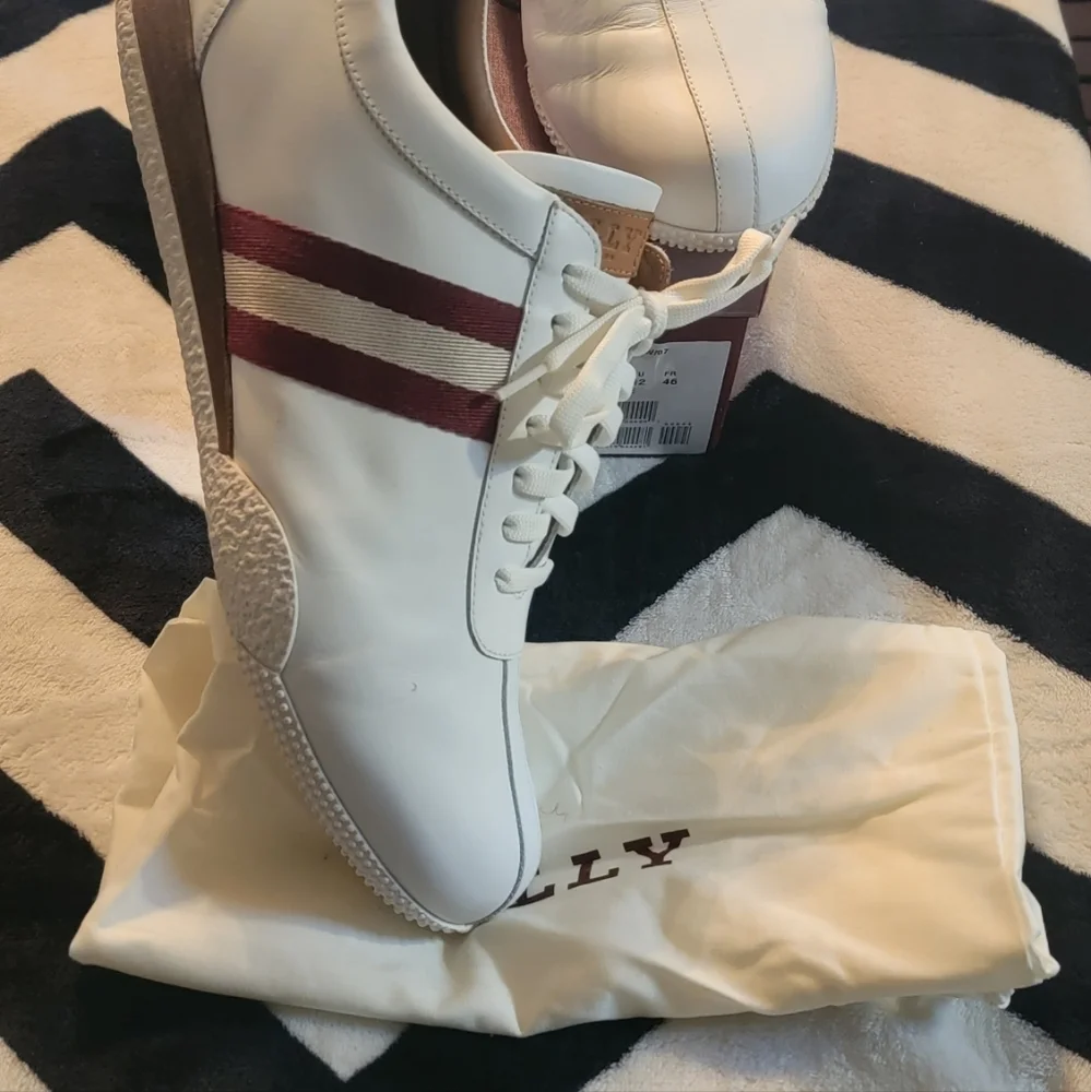 Bally Frenz Men's White Leather Sneakers Sneakers Size 13 US/46 EU USED w/BOX - Picture 1 of 16